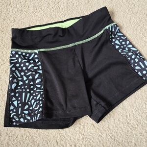 Justice Active Girls 12 Black Shorts with Lime Green Waistband